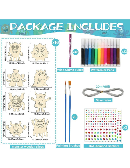 Kit de Manualidades Campana de Viento Monstruo 16 Piezas gisgfim