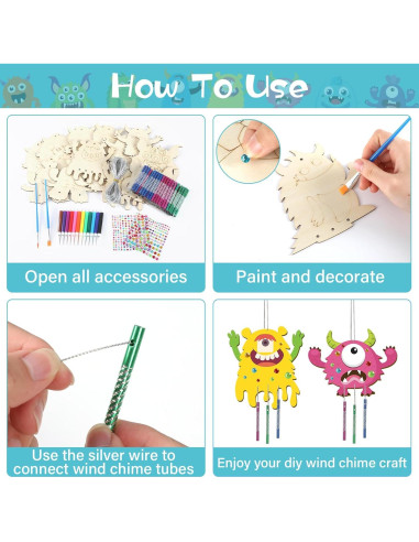 Kit de Manualidades Campana de Viento Monstruo 16 Piezas gisgfim