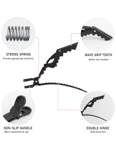 YISSION 12 Clips de Pelo Cocodrilo Grande Sin Pliegues