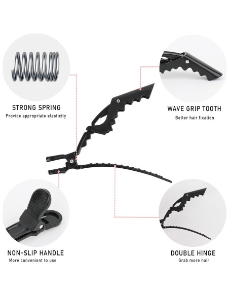 YISSION 12 Clips de Pelo Cocodrilo Grande Sin Pliegues