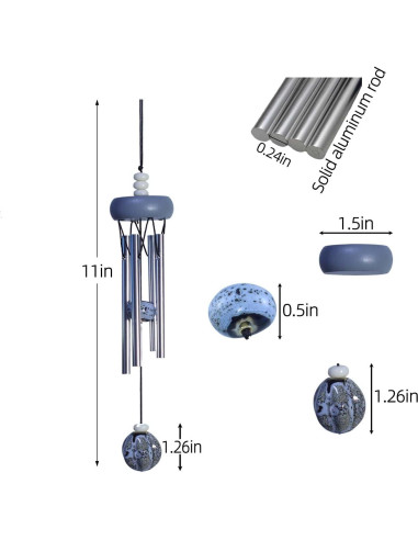 Campana de Viento Pequeña QIPAN Gris 29.21 cm para Interior/Exterior