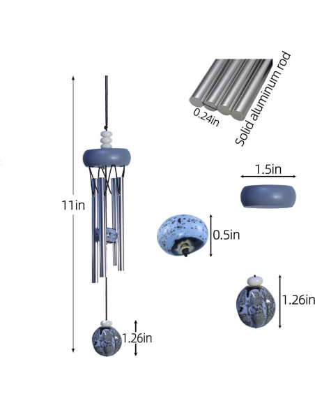 Campana de Viento Pequeña QIPAN Gris 29.21 cm para Interior/Exterior