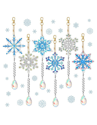 Kits de Arte de Diamante Navidad Perthlin 6 Piezas Copo de Nieve