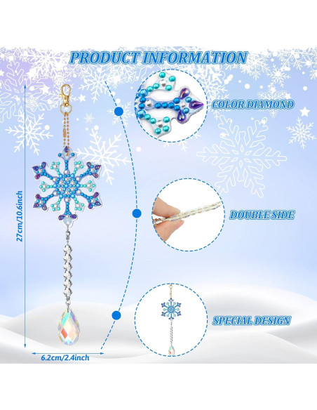 Kits de Arte de Diamante Navidad Perthlin 6 Piezas Copo de Nieve