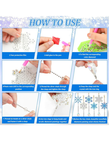 Kits de Arte de Diamante Navidad Perthlin 6 Piezas Copo de Nieve