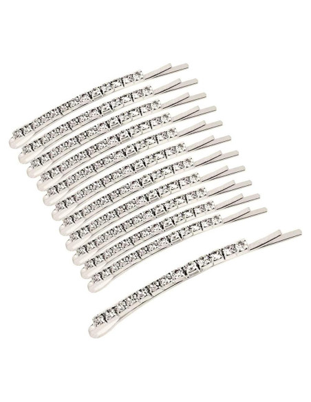 12 Horquillas de Strass Plateadas para Pelo - Accesorios de Boda