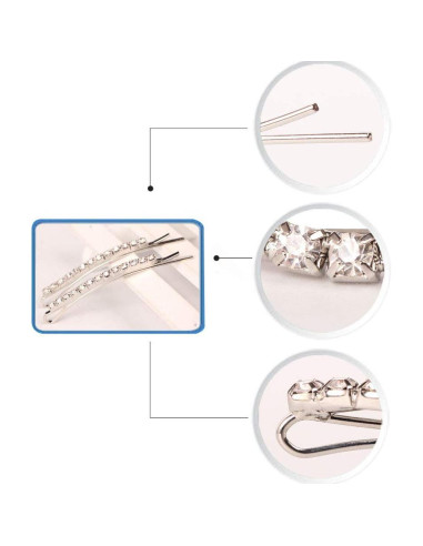 12 Horquillas de Strass Plateadas para Pelo - Accesorios de Boda