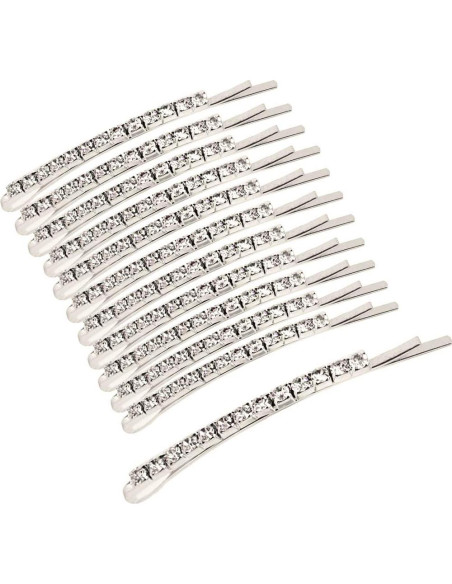 12 Horquillas de Strass Plateadas para Pelo - Accesorios de Boda
