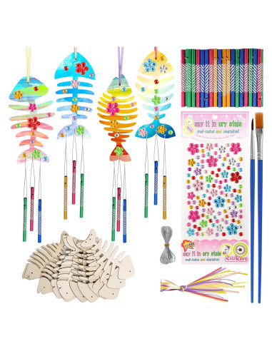 Kit de Manualidades Hmxpls 12 Piezas Sinos de Viento Madera