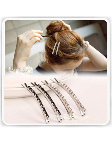 12 Horquillas de Strass Plateadas para Pelo - Accesorios de Boda