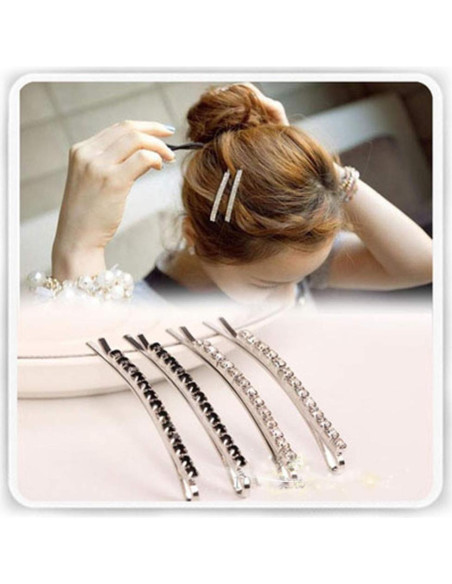 12 Horquillas de Strass Plateadas para Pelo - Accesorios de Boda