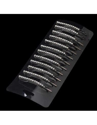 12 Horquillas de Strass Plateadas para Pelo - Accesorios de Boda