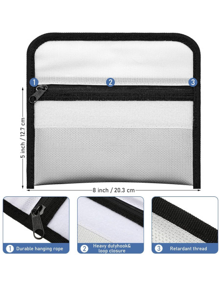 Leinuosen 6 Bolsas Ignífugas 20x12 cm Impermeables