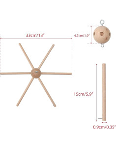 Kit de Móvil para Bebé Marsrut de Madera Natural 22x17 cm 2