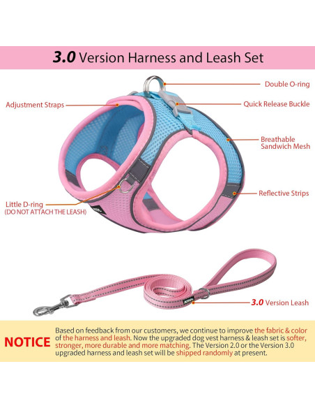 Arnés para Perro AIITLE Rosa XXS con Correa Reflectante Arnés para Perro AIITLE Rosa XXS con Correa Reflectante