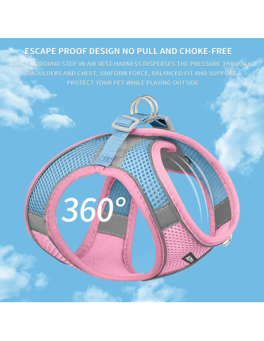 Arnés para Perro AIITLE Rosa XXS con Correa Reflectante
