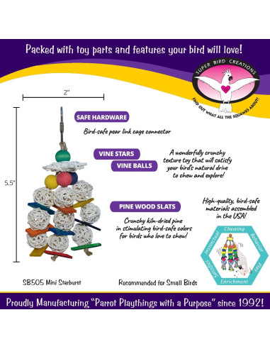 Juguete para Aves Super Bird Creations Mini Starburst 14x6.4cm