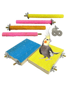 Hamiledyi Juguete de Percha para Aves 6 Piezas Madera 13x9cm