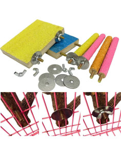 Hamiledyi Juguete de Percha para Aves 6 Piezas Madera 13x9cm 2