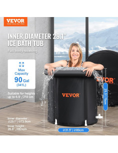 Bañera de Hielo VEVOR Inflable 90 L para Recuperación 2