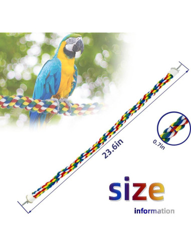Percha de Cuerda para Aves Yuntop 60 cm - Columpio Colorido