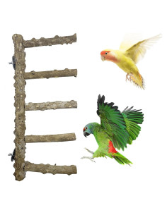 Escalera de Madera Natural Clais para Aves y Perchas 3 PCS