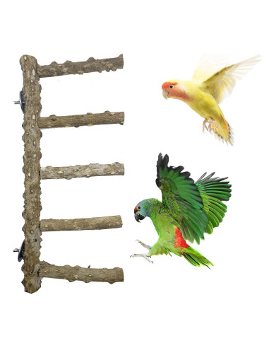 Escalera de Madera Natural Clais para Aves y Perchas 3 PCS