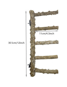 Escalera de Madera Natural Clais para Aves y Perchas 3 PCS 2