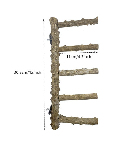 Escalera de Madera Natural Clais para Aves y Perchas 3 PCS
