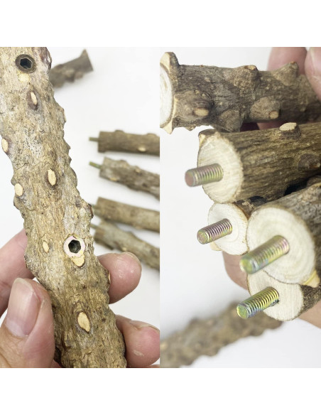 Escalera de Madera Natural Clais para Aves y Perchas 3 PCS