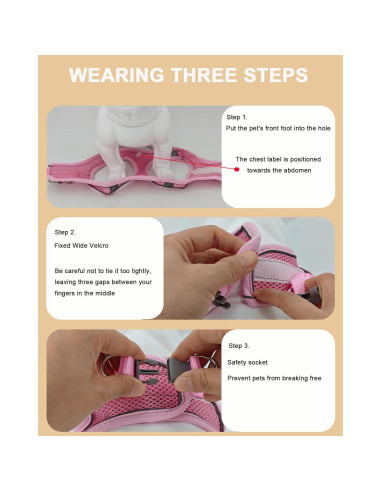 Conjunto Arnés y Correa Rosa XS JUFOO para Perros y Gatos
