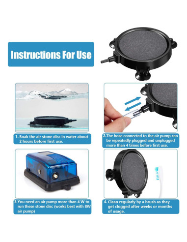 Discos de Piedra de Aire Mudder 4 Piezas 10.5 cm para Acuario
