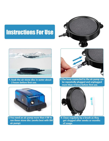 Discos de Piedra de Aire Mudder 4 Piezas 10.5 cm para Acuario