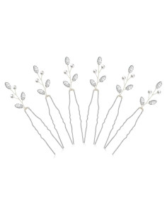 Horquillas de Novia Syhood 6 Piezas Cristal Plata 23.9 cm