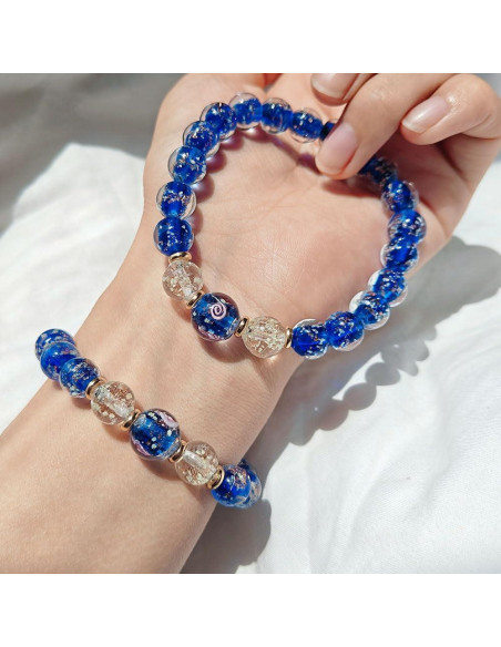 Pulsera Luminosa Hecha a Mano Mos Kevin - Azul Elástica 2.22 cm