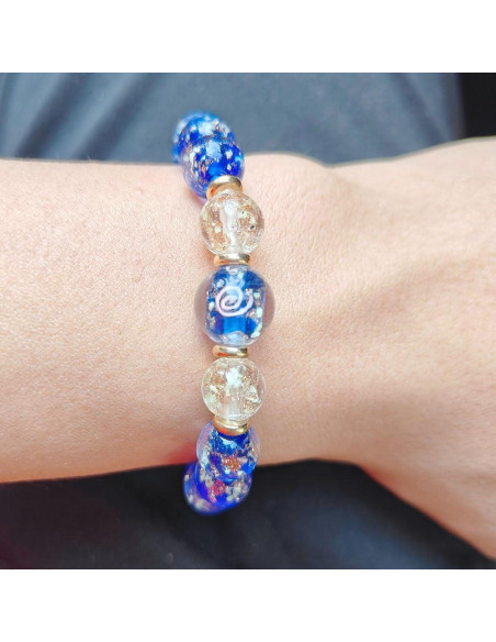 Pulsera Luminosa Hecha a Mano Mos Kevin - Azul Elástica 2.22 cm