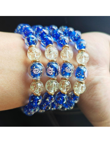 Pulsera Luminosa Hecha a Mano Mos Kevin - Azul Elástica 2.22 cm