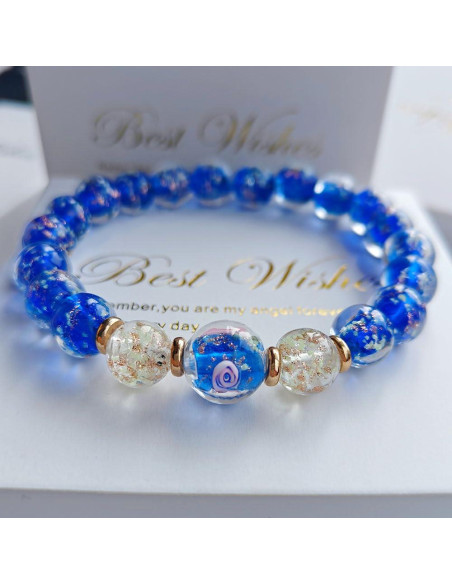 Pulsera Luminosa Hecha a Mano Mos Kevin - Azul Elástica 2.22 cm