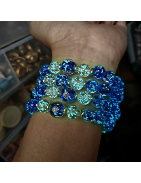 Pulsera Luminosa Hecha a Mano Mos Kevin - Azul Elástica 2.22 cm