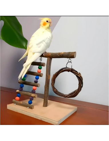 Soporte de Juego para Aves Xlpeixin 20cm Madera Natural