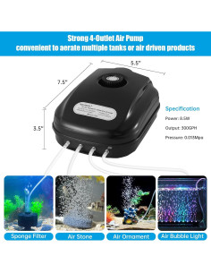 Bomba de Aire AQUANEAT 300 GPH para Acuarios hasta 757 L 2