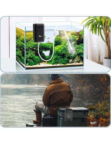 Bomba de Aire AQQA 1.5W para Acuario hasta 302.8L Recargable