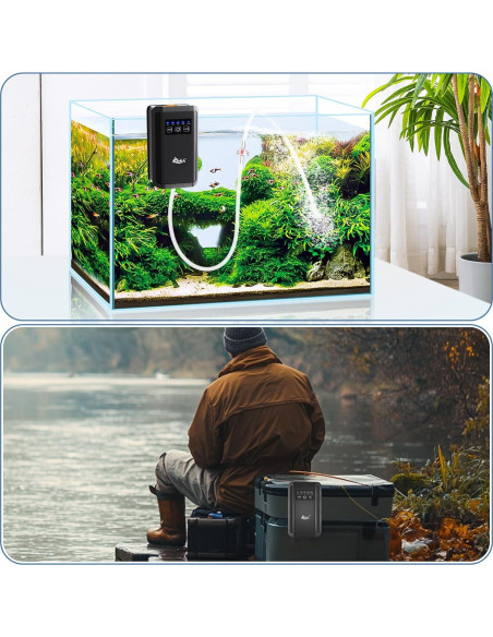 Bomba de Aire AQQA 1.5W para Acuario hasta 302.8L Recargable