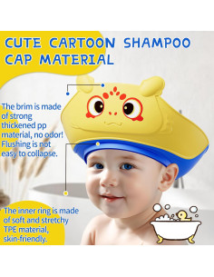 Gorro de Ducha para Bebés Lonlown Amarillo Ajustable 33-53 cm 2