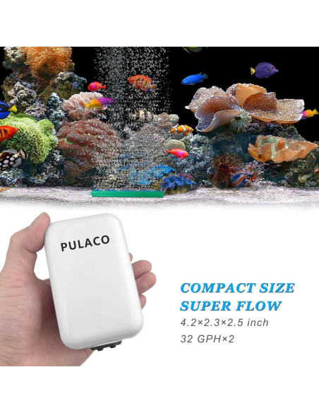 Bomba de Aire PULACO Doble Salida 240 LPH para Acuarios