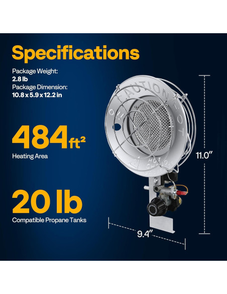 Calentador de Tanque de Propano VIVOHOME 15,000 BTU Portátil
