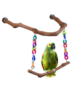 Juguete columpio para aves Cilinwan de madera natural 34.7cm