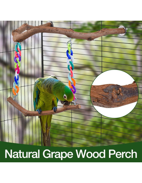 Juguete columpio para aves Cilinwan de madera natural 34.7cm