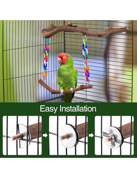 Juguete columpio para aves Cilinwan de madera natural 34.7cm