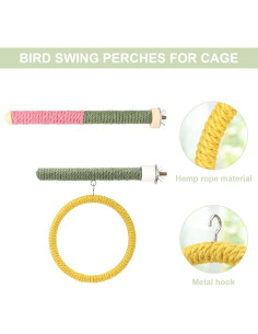 Juguetes para Aves Reshiho 3PCS Perchas y Columpios 20cm 2